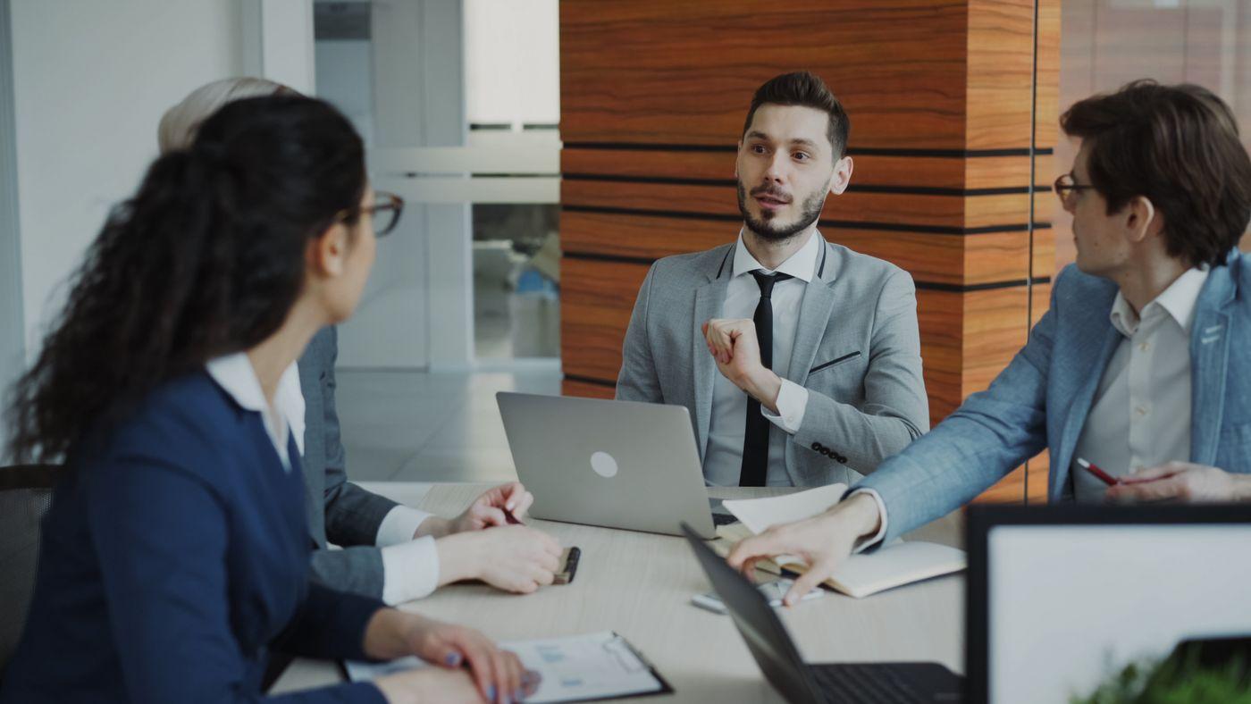 A Silverline team meeting in a modern office